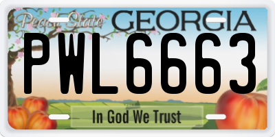 GA license plate PWL6663