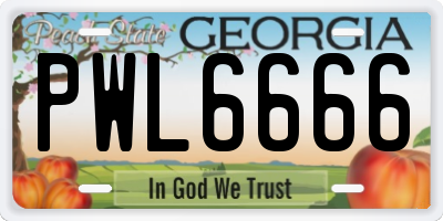GA license plate PWL6666