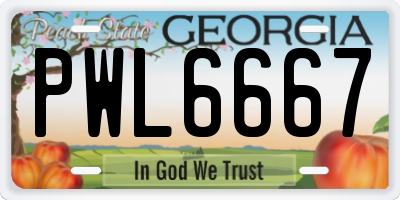 GA license plate PWL6667