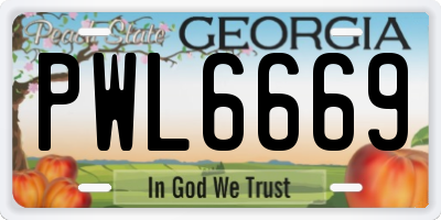 GA license plate PWL6669