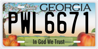 GA license plate PWL6671