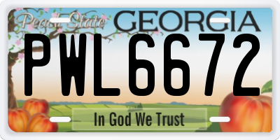 GA license plate PWL6672