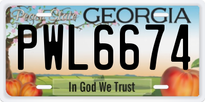 GA license plate PWL6674