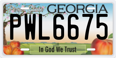 GA license plate PWL6675