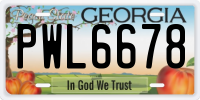 GA license plate PWL6678