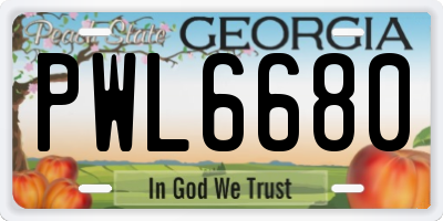 GA license plate PWL6680