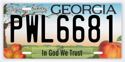 GA license plate PWL6681
