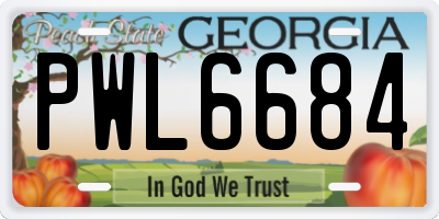 GA license plate PWL6684
