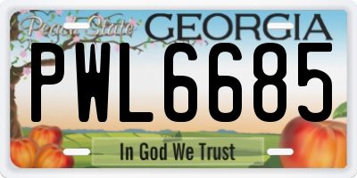 GA license plate PWL6685