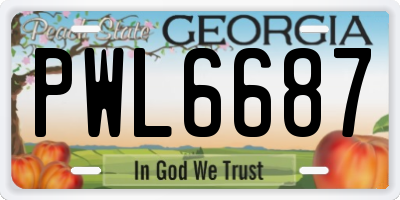 GA license plate PWL6687