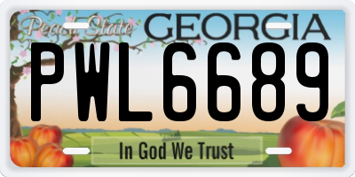GA license plate PWL6689