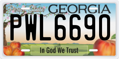 GA license plate PWL6690