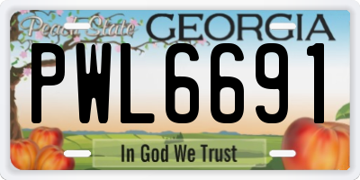 GA license plate PWL6691