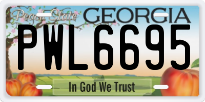 GA license plate PWL6695