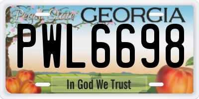 GA license plate PWL6698