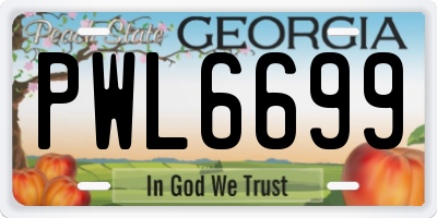 GA license plate PWL6699