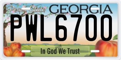 GA license plate PWL6700