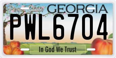 GA license plate PWL6704