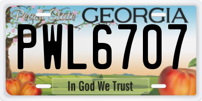 GA license plate PWL6707