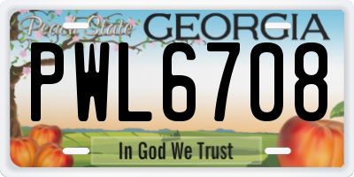 GA license plate PWL6708