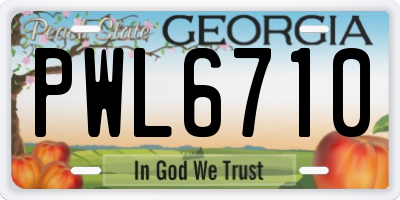 GA license plate PWL6710