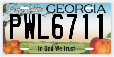 GA license plate PWL6711