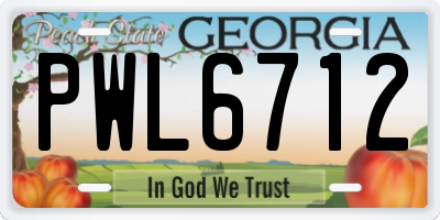 GA license plate PWL6712