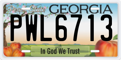 GA license plate PWL6713