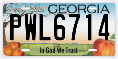 GA license plate PWL6714