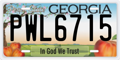 GA license plate PWL6715