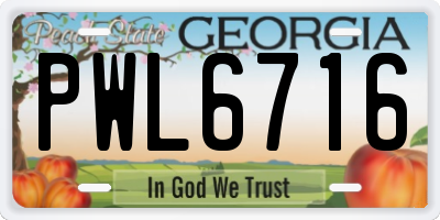 GA license plate PWL6716