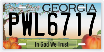 GA license plate PWL6717
