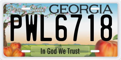 GA license plate PWL6718