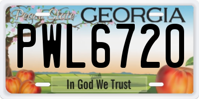 GA license plate PWL6720