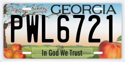 GA license plate PWL6721