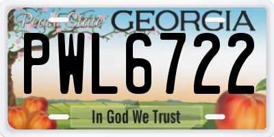 GA license plate PWL6722