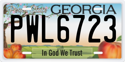 GA license plate PWL6723