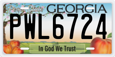 GA license plate PWL6724