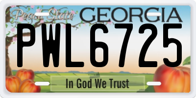 GA license plate PWL6725