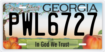 GA license plate PWL6727