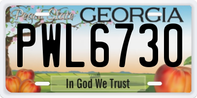 GA license plate PWL6730