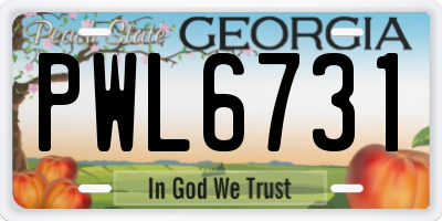 GA license plate PWL6731