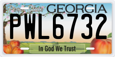 GA license plate PWL6732