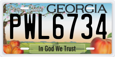 GA license plate PWL6734