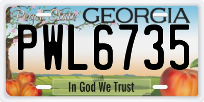 GA license plate PWL6735