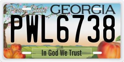GA license plate PWL6738