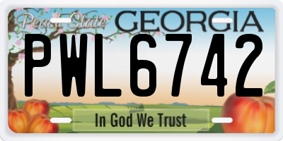 GA license plate PWL6742
