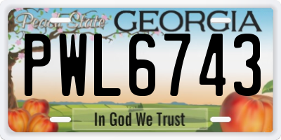 GA license plate PWL6743