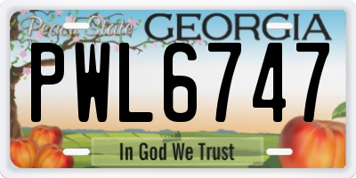 GA license plate PWL6747