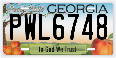 GA license plate PWL6748